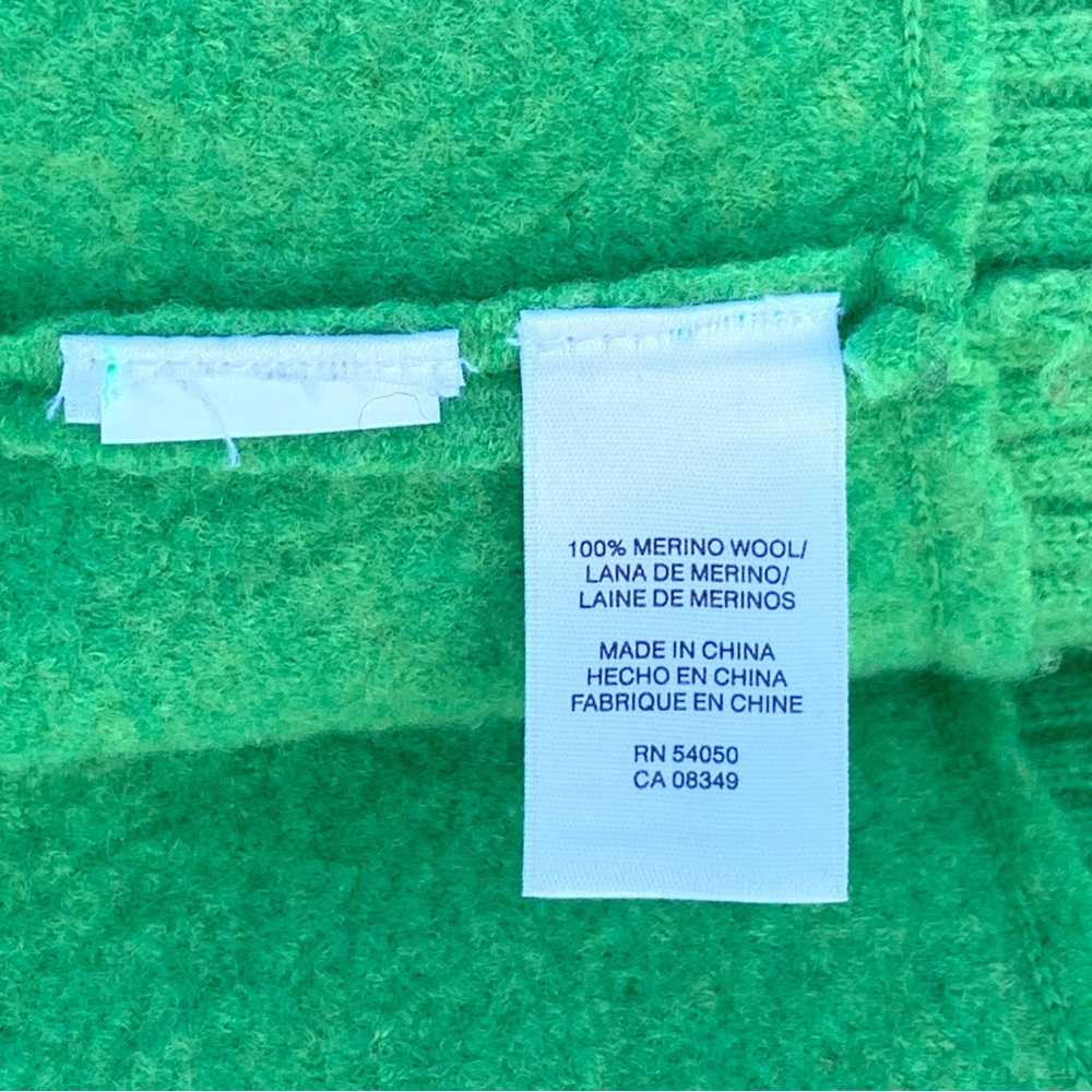 Jones New York Collection Bright Lime Green Merino Wool Cardigan ~ Women’s Large - Picture 5 of 5